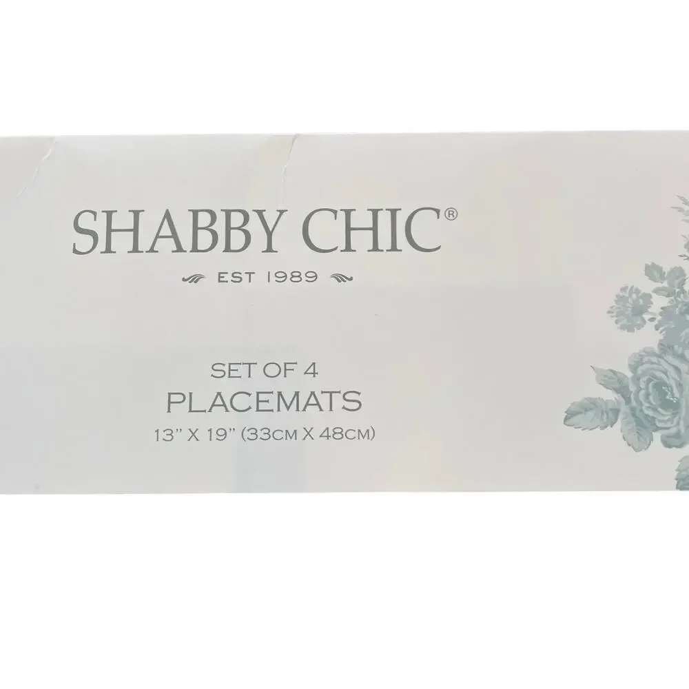 NEW Shabby Chic Bunny Rabbit Cotton Placemats 13x19 Green White Spring Easter